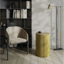 Журнальный столик с с золотым трубчатым подстольем со столешницей из ЛДСП Орех BN109 диаметр 40 см в интернет-магазине «Зеркала с подсветкой» фото