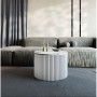 Журнальный столик с металлическим белым трубчатым подстольем со столешницей под Белый мрамор BN095 диметр 60 см в интернет-магазине «Зеркала с подсветкой» фото